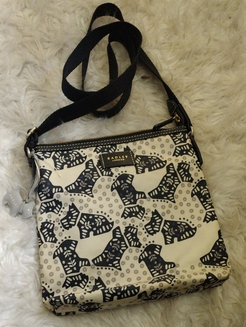 RADLEY LONDON Black & White Scottie Print Crossbody Bag